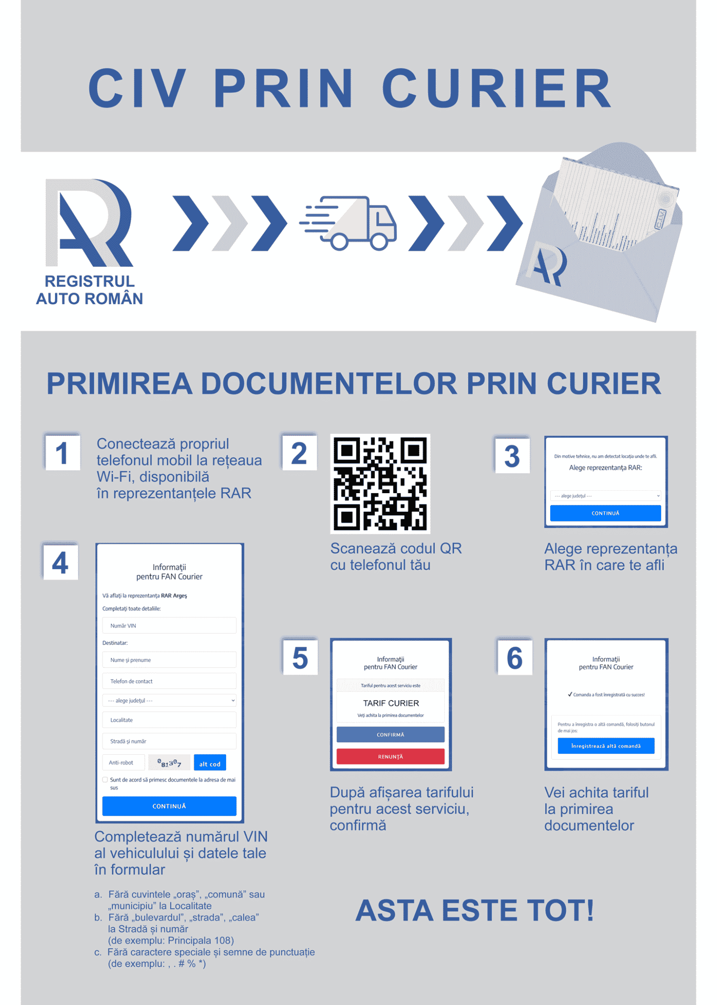 RAR implementeaza serviciul de transmitere a CIV prin curier